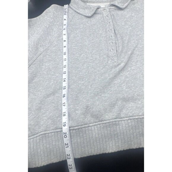 Aerie Womens Med Gray 1/2 Snap Collared Long Sleeve Sweatshirt Top Sz L Comfy - Picture 7 of 7